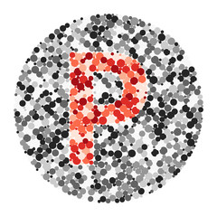 P letter color distributed circles dots illustration