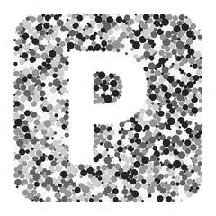 P letter color distributed circles dots illustration