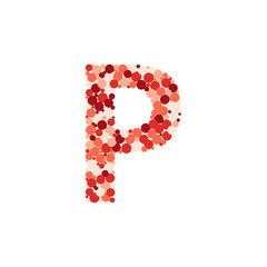 P letter color distributed circles dots illustration