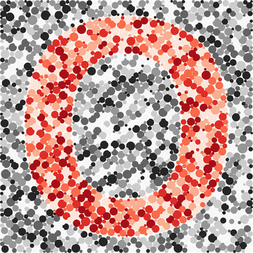 O letter color distributed circles dots illustration
