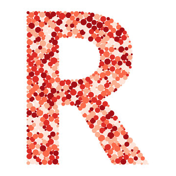 R letter color distributed circles dots illustration