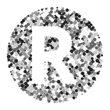 R letter color distributed circles dots illustration