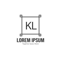 Initial KL logo template with modern frame. Minimalist KL letter logo vector illustration