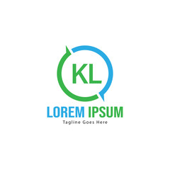 Initial KL logo template with modern frame. Minimalist KL letter logo vector illustration