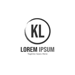 Initial KL logo template with modern frame. Minimalist KL letter logo vector illustration