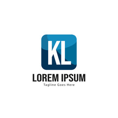 Initial KL logo template with modern frame. Minimalist KL letter logo vector illustration