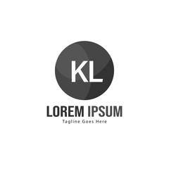 Initial KL logo template with modern frame. Minimalist KL letter logo vector illustration