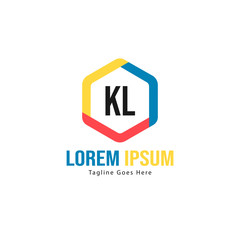 Initial KL logo template with modern frame. Minimalist KL letter logo vector illustration