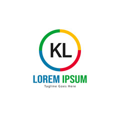 Initial KL logo template with modern frame. Minimalist KL letter logo vector illustration