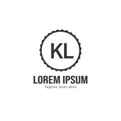 Initial KL logo template with modern frame. Minimalist KL letter logo vector illustration