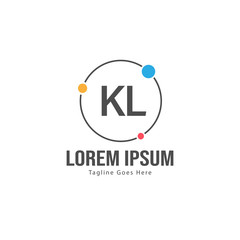 Initial KL logo template with modern frame. Minimalist KL letter logo vector illustration