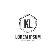 Initial KL logo template with modern frame. Minimalist KL letter logo vector illustration