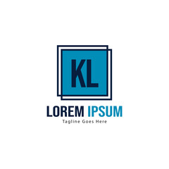 Initial KL logo template with modern frame. Minimalist KL letter logo vector illustration
