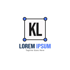 Initial KL logo template with modern frame. Minimalist KL letter logo vector illustration