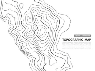 Contour line map. Topographical relief outline, cartography texture geographic world mapping grid terrain trails, vector background