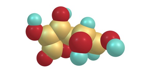 Ascorbic acid molecular structure isolated on white