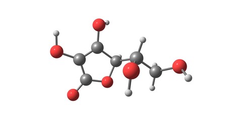 Ascorbic acid molecular structure isolated on white