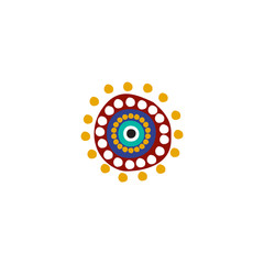 Aboriginal art dots painting icon logo design vector template