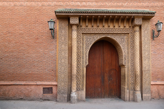 Decorative design of the doorway in the city of Marrakesh.