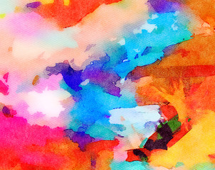 Color splash background design of fractal paint and rich texture on the subject of imagination, creativity and art. Stock. Watercolor hand drawing. Good for wallpapers, posters, cards or invitations