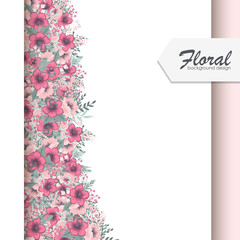 Greeting card with flowers, watercolor. Vector frame