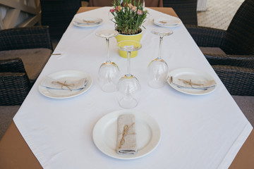 table set for dinner. reception table in the restaurant