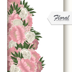 Greeting card with flowers, watercolor. Vector frame