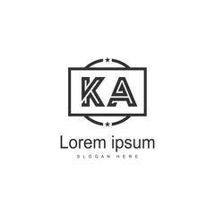 Initial KA logo template with modern frame. Minimalist KA letter logo vector illustration