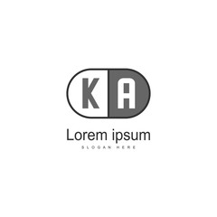 Initial KA logo template with modern frame. Minimalist KA letter logo vector illustration