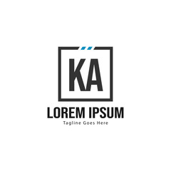 Initial KA logo template with modern frame. Minimalist KA letter logo vector illustration - obrazy, fototapety, plakaty