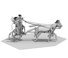 3d render, persian chariot, illustration