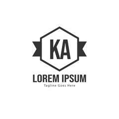 Initial KA logo template with modern frame. Minimalist KA letter logo vector illustration