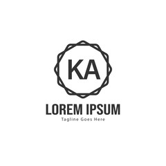 Initial KA logo template with modern frame. Minimalist KA letter logo vector illustration