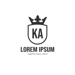 Initial KA logo template with modern frame. Minimalist KA letter logo vector illustration