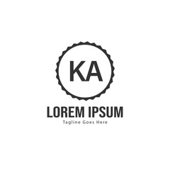 Initial KA logo template with modern frame. Minimalist KA letter logo vector illustration