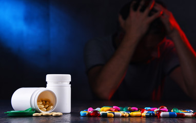Drugs and the figure of a addicted man
