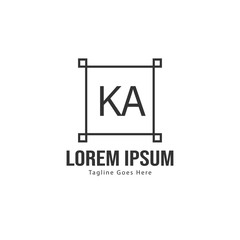 Initial KA logo template with modern frame. Minimalist KA letter logo vector illustration