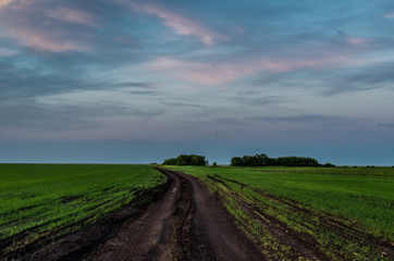 Country road at sunset