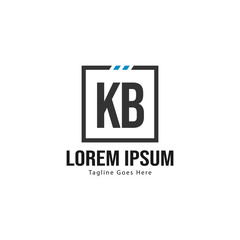 Initial KB logo template with modern frame. Minimalist KB letter logo vector illustration