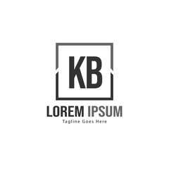 Initial KB logo template with modern frame. Minimalist KB letter logo vector illustration