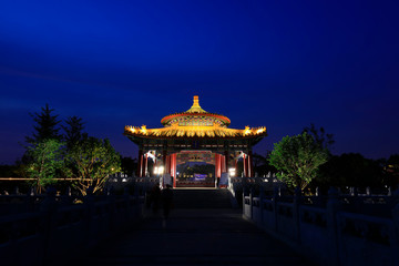 The night scene of Chinese classical architectural landscape