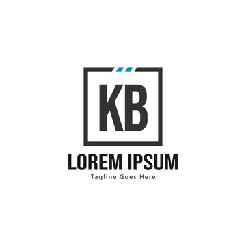 Initial KB logo template with modern frame. Minimalist KB letter logo vector illustration