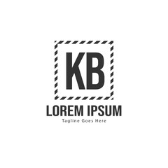 Initial KB logo template with modern frame. Minimalist KB letter logo vector illustration