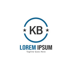 Initial KB logo template with modern frame. Minimalist KB letter logo vector illustration