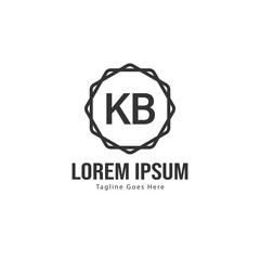 Initial KB logo template with modern frame. Minimalist KB letter logo vector illustration