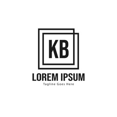 Initial KB logo template with modern frame. Minimalist KB letter logo vector illustration