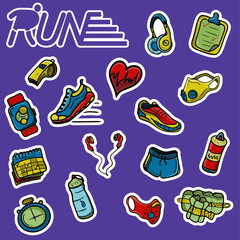 Set is assembled from more than ten color, various pictures selected for the general theme of running, morning runs.