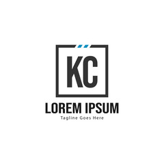 Fototapeta premium Initial KC logo template with modern frame. Minimalist KC letter logo vector illustration