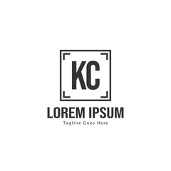 Initial KC logo template with modern frame. Minimalist KC letter logo vector illustration