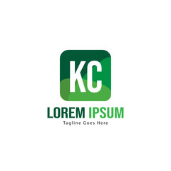 Initial KC logo template with modern frame. Minimalist KC letter logo vector illustration